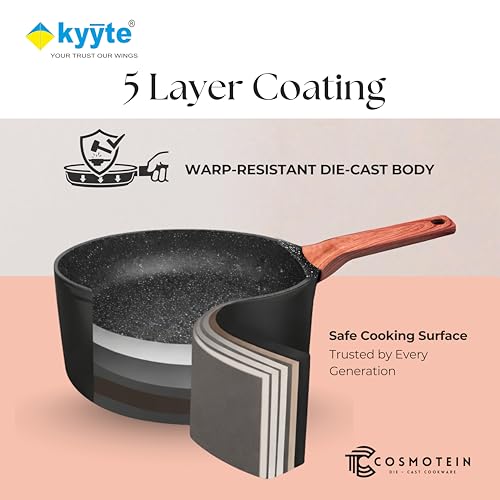 Image of kyyte CosmoTein Die Cast Non Stick Frying Pan 20 cm Dia, Pasta,Saute Pan,Nonstick Fry Pan with 5 Layer Coating,Gas & Induction Stove Friendly,Dishwasher Safe, PFOA&PFOS Free,Safe Healthy&Toxic-Free.