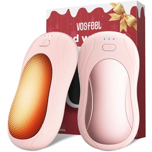 VOSFEEL Scaldamani Elettrico 2 Pack, Scaldamani Ricaricabile Portatile 23H, Riscaldamento a 3 Livelli, Scalda Mani Tascabili, Adatto per Esterno, Golf, Campeggio
