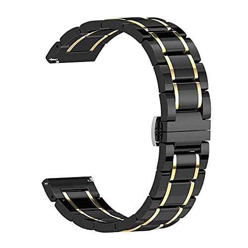 Overhil1s Watch Strap, 20mm 22mm 24mm Luxury Ceramic band for Women Men Watch Replacement Straps Smart Watch ceramic strap (Band Color : Black gold, Band Width : 22mm)