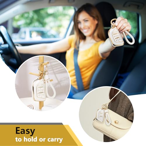 Image of for Cadillac Key Fob Cover with Metal Braided Rope Keychain, Upgraded Soft Case for 2020-Up CT4 CT5 CT6 XTS XT4 XT5 ATS etc.(6 Buttons) Fob Shell (Gold Edge, B2)
