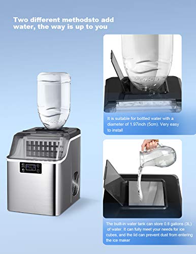Fabricadora de Hielo De Acero Inoxidable 45 lbs/24H miniatura 2