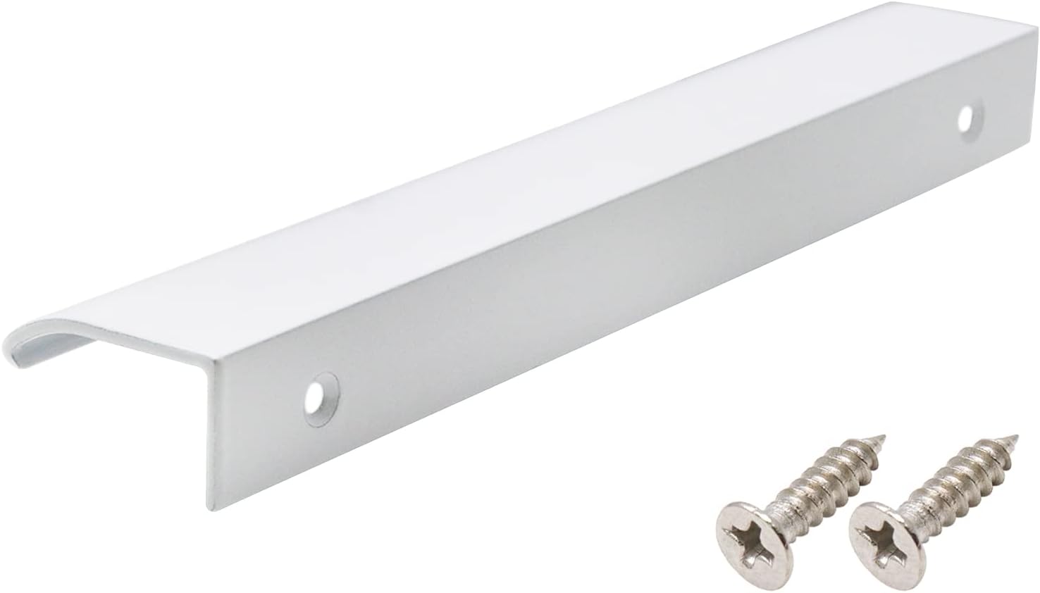 7.87 Inch White Curved Edge Finger Pulls 10Pcs, 6.3 Inch Hole Spacing, Aluminum Alloy Funiture Pull, Back Mount Concealed Handles for Cabinets, Cupboard, Drawer, Dresser, Wardrobe