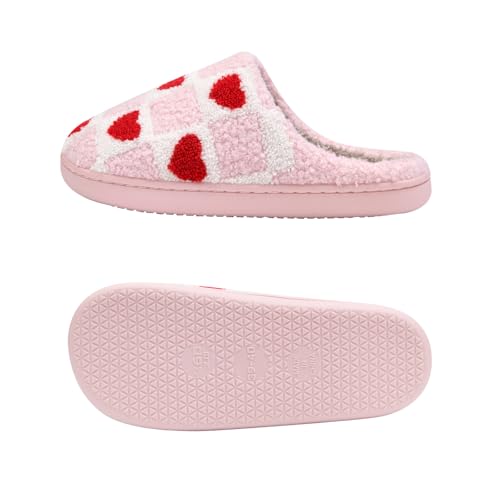 Image of Women's Men's Happy Face Heart-shaped Cat Slippers - Retro Leopard Print, Memory Foam, Soft Plush, Warm, Anti-Slip Home Shoes