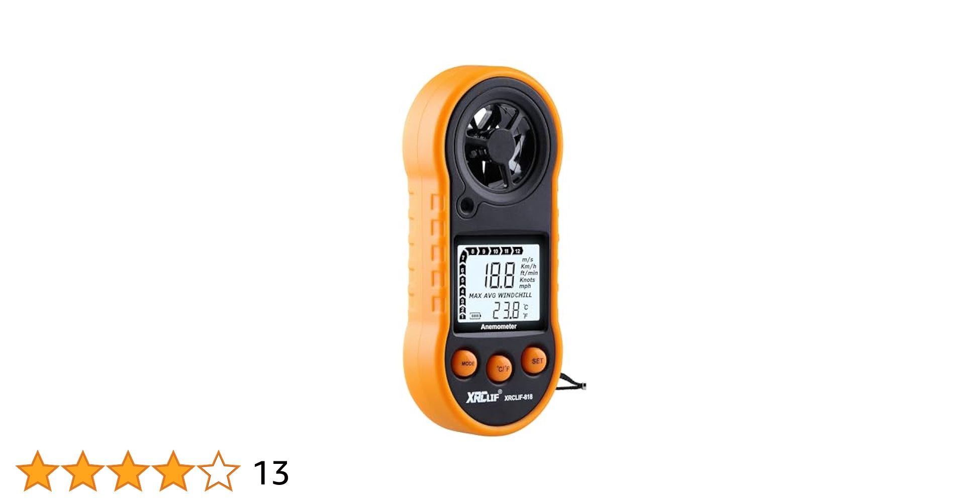 XRCLIF RZ818 Digital Wind Speed Meter Anemometer Handhled Wind Gauges Air Flow Velocity Meter For Measuring Wind Chill Temperature Speed, Win