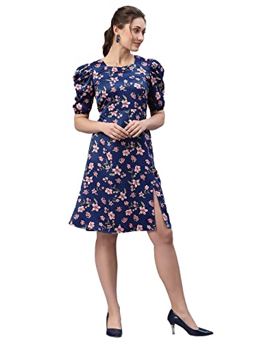 Image of SIRIL - Women's Digital Print Half Sleeve Mini Crepe Dress