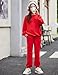 Arshiner Sweatsuits Girls 2 Piece Outfit Drop Shoulder Sweatshirt Sweatpants Fall Fashion Clothes Tracksuit Red 8-9 Years