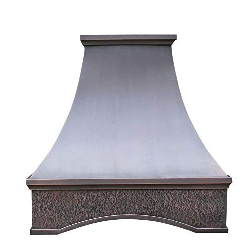 SINDA Classic Hammered Solid Copper Range Hood with High Airflow Cenrtifugal Blower, Stainless Steal Vent with Liner and Internal Motor, Baffle Filter, H26S-NW3027, 30"Wx27"H, Wall Mount
