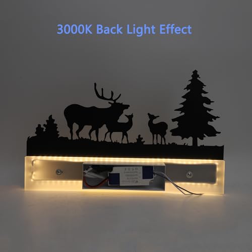 Image of Wall Sconce lamp, LED Wall Mounted Light Indoor Wall Light with Cartoon Animal Pattern Design, Metal Acrylic Wall Lighting for Living Room Bedroom Hallway 3000K Warm Light, 12W (Forest Deer)