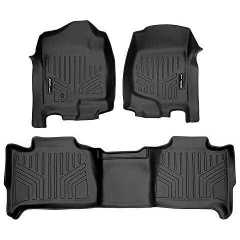 SMARTLINER Floor Mats 2 Row Liner Set Black for 2007-2014 Tahoe/Suburban/Yukon/Yukon XL/Denali (No Hybrid Models) Cover