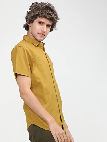 Image of Ketch Men's Cotton Slim Fit Solid Half Sleeve Shirt