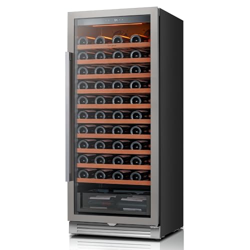 Image of Ca'Lefort 24 Inch Wine Fridge, 90 Bottle Built-In Wine Cooler | 55-Inch Tall Wine Cellar, Quiet Inverter Compressor, Precise 40-65F Temperature Control, Glide-Out Shelves & Storage Drawer