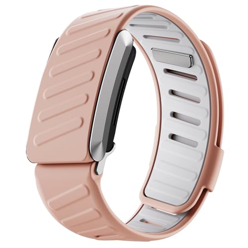 ANBEST Quick-Dry Silicone Sport Band for WHOOP 4.0 Band Strap For Men Women Breathable Waterproof Sport Adjustable Replacement Wristbands Straps for Whoop 4.0 Bands 5.5-8.27 (140mm-210mm) (Light Pink)