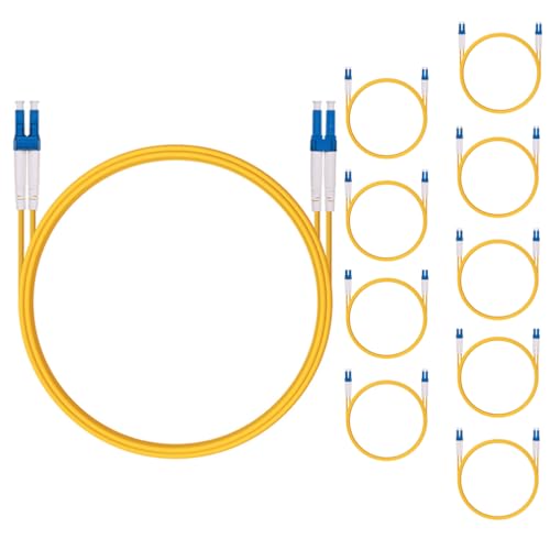 10 Pack OS2 LC to LC Fiber Patch Cable, 0.5m Single Mode SFP Fiber Jumper, Duplex LC-LC 9/125um, LSZH, 1.64ft, for 1G/10G SMF SFP Transceiver, Router, Networks and More, Available 0.2m - 100m