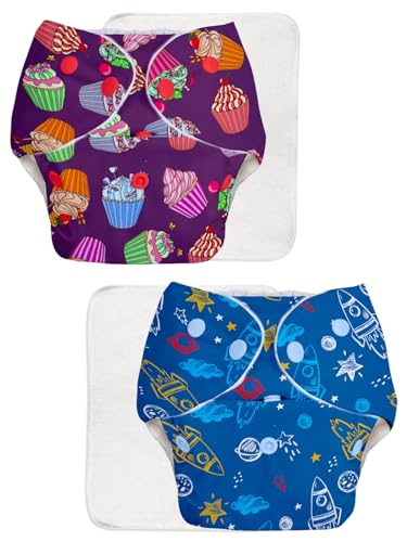 Image of Superbottoms 2 Basic Reusable Cloth Diaper With New Quick Dry Ultrathin Pads-Pack Of 4|Freesize,Washable Diapers For Baby 0-3 Yrs|Stay Dry&Lasts Up To 3Hrs - Assorted