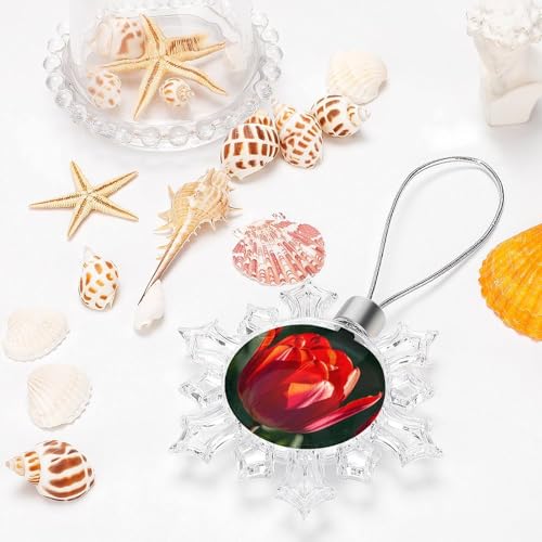 Pendentif flocon de neige de Noël rouge chic pour décoration de sapin et table de fête