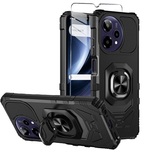Mocotto for Cricket Icon Pro 2026 Phone Case/AT&T Motivate Pro 2 5G Case with Tempered Glass Screen Protector Military Grade Heavy Duty Shockproof Protective Cover with Ring Kickstand (Black)