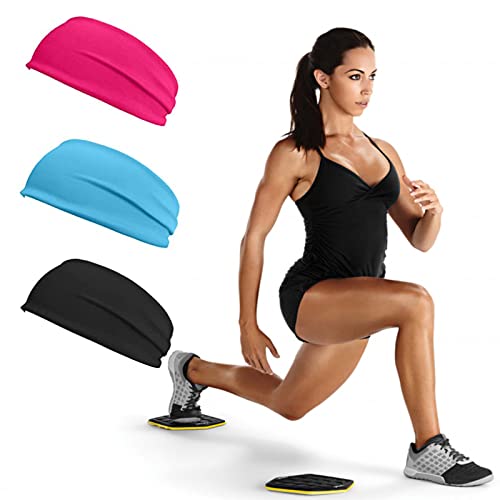 HENGBIRD Bandeau Cheveux pour Femme Yoga Courir Bandeaux Sport Entraînement Bandeaux (Rouge Rose, Bleu, Noir) Cover