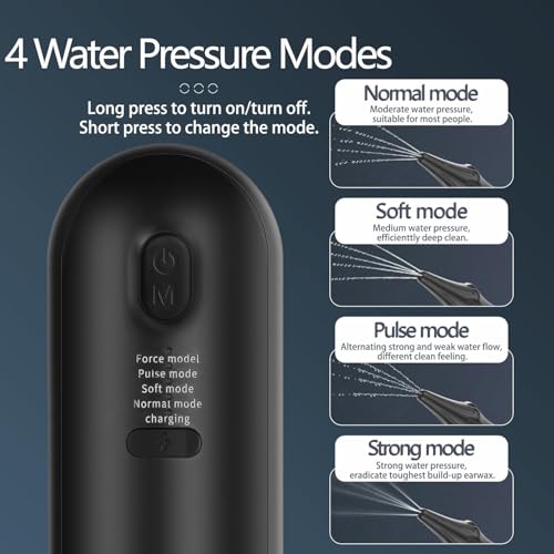 Ear Wax Removal Kit MLriyl Electric Auditory Cleaner with 4 Modes Water Powered Irrigation System 12 Reusable Tips Earwax Remover Tool USB Rechargeable Safe Hygiene Machine