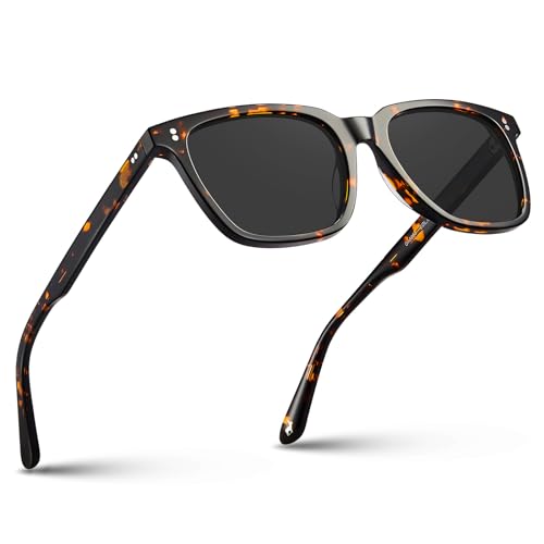 Image of CARFIA Acetate Polarized Sunglasses for Men UV400 Protection Classic Retro Square Shades Driving Glasses