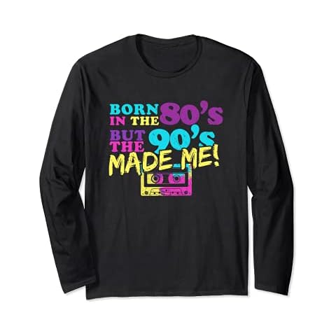 Retro 80s Baby 90s Made Me Cassette Long Sleeve T-Shirt Cover