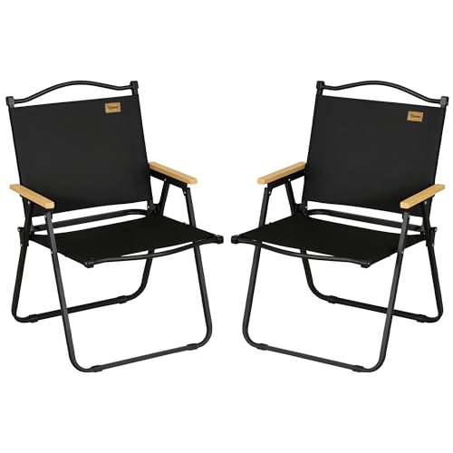 Outsunny Lot de 2 chaises de Camping Chaise de pêche Pliante - Tissu Oxford et Structure Acier - 54 x 59 x 78 cm - Noir