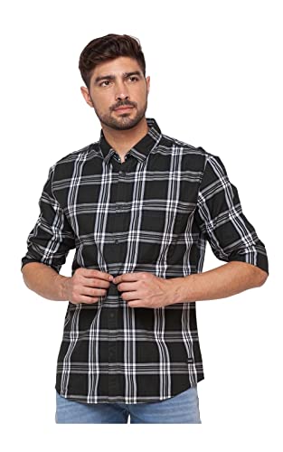 Image of Spykar Men's Slim Fit N /A Full Sleeve Striped Casual Shirts