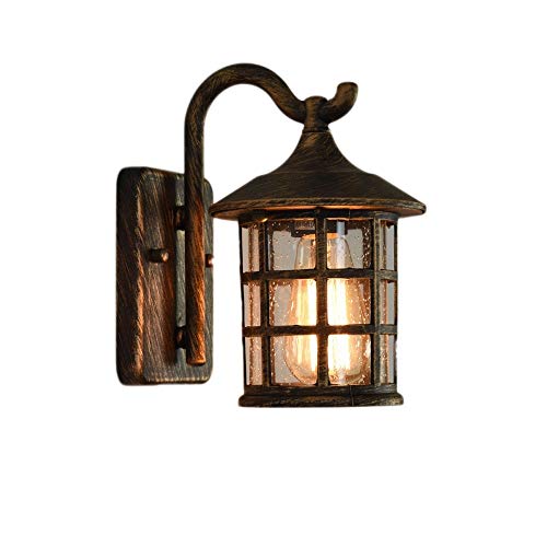 American Retro Lámpara de pared para exteriores IP55 Lámpara de pared de vidrio a prueba de agua A prueba de agua Lámpara de pared exterior Apliques para islas Porche Puerta Post Pasillo En Antiguo Ac