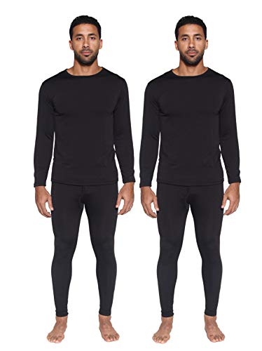 2 Pack: Mens Thermal Sets Underwear Microfiber Fleece Lined Long Johns Base Layer Top Bottom Shirt Pants Compression Leggings Essentials Skiing Snow Winter Clothing -Set 5,L
