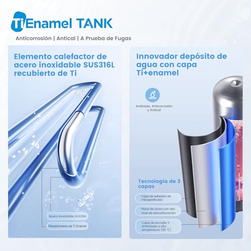 COMFEE' CWH15ED1380EUW Calentador Eléctrico de Pared de 80L, Doble Tanque, con Espacio para Debajo del Fregadero, Compacto y Fácil de Instalar, Conexión Wi-Fi, Control Remoto por Aplicación, Blanco - imagen 9