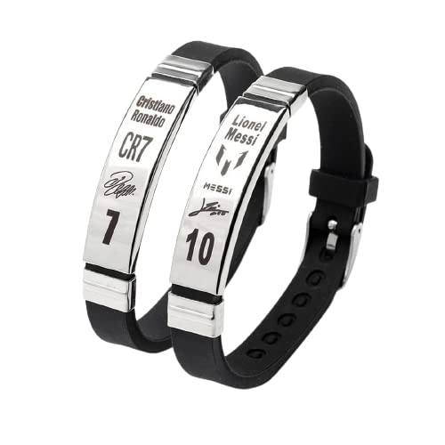 Vientiq Customized Signature CR7 Ronaldo & Lionel Messi Silver-Plated Bracelet Combo Set (B0C5YPDFWN) Amazon Price History, Amazon Price Tracker