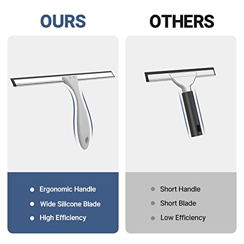 Image of AmazerBath Squeegee for Shower Glass Doors - All-Purpose Squeegee with Hook for Shower Doors, Windows, Mirrors, Tiles and Car Glass, 12 Inches (Pack of 2)