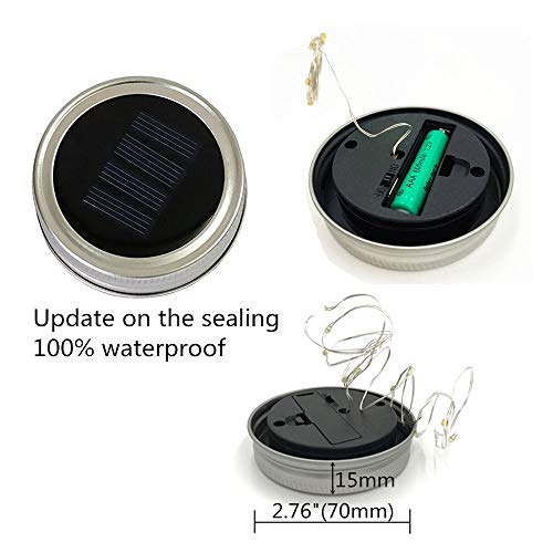 Decorman Solar Mason Jar Lights, 8 Pack Waterproof Fairy Star Firefly Lids String Lights With 8 Hangers For Patio Yard Garden Party Wedding Christmas Decoration(Jars Not Included) #TOP2