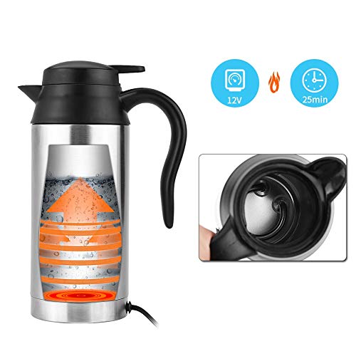 12V Car Electric Kettle,750Ml Stainless Steel Car Hot Pot With Indicator Light Powered By Cigarette Lighter Base For Water Tea Coffee Milk #TOP6