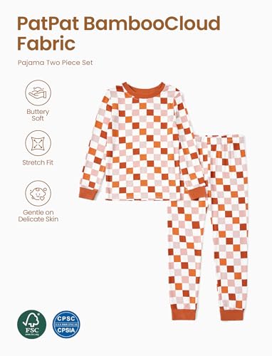 Image of PATPAT Toddler & Kids Pajama Sets with Bamboo Viscose, Snug Fit Pjs for Girls, All-Season Comfort Sleepwear, Ages 2-12 Years