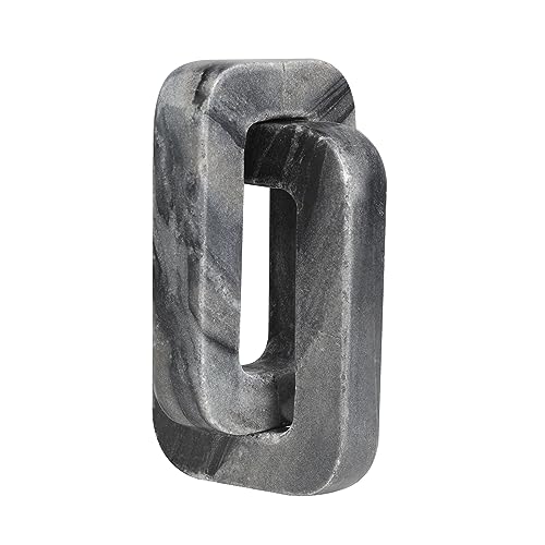 Escultura decorativa de mármol cadena geométrica 2 enlaces 10"x4"x3" gris miniatura 4