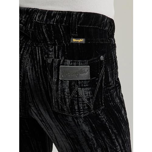 Wrangler Women's Retro Black Velvet Trumpet Flare Jeans Black4