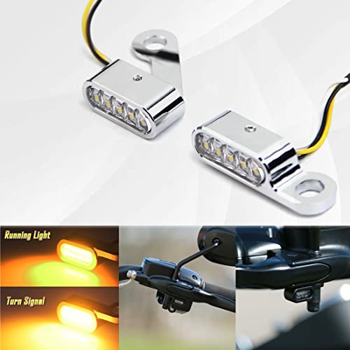 Skuntuguang Universal Motorcycle Led Turn Signals Handlebar Marker Lights Front Mini Size Blinkers For Universal For 12V Motorcycle With 10Mm Mirror Stem Mounting Bolts (Silver) #TOP3