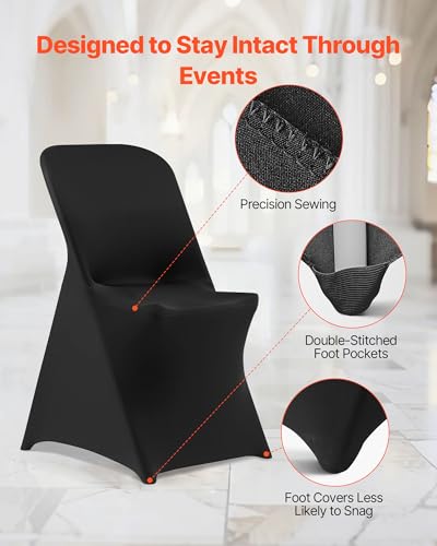 Image of VEVOR Chair Covers, Polyester Spandex Chair Cover, Stretch Slipcovers for Wedding Party Dining Banquet Flat-Front Chair Covers (Black-c-XL, 30PCS)