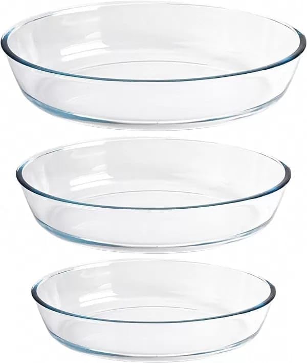 Buy VVSS Set of 3 Oval Borosilicate Microwave Safe Glass Tray 700ml