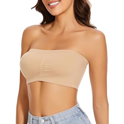 WOWENY Padded Strapless Bandeau Bra for Women Cover