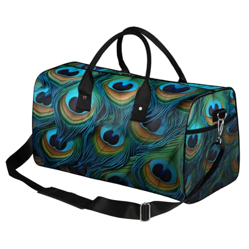 Peacock Feather Travel Duffle Bag for Women Men Foldable Waterproof Weekender Bag Carry on Tote for Overnight Sports Gym Boho2