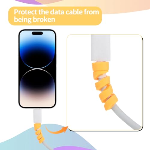 Larrel 20 Stück Ladekabelschutz, 5 Farben Ladegerät Kabelschoner Bunt Universal Kabelschutz Knickschutz Kabel Flexibler Kabelschutz Kabel für Alle Handys Ladekabel Mauskabel USB-Kabel