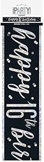 Unique 83464 Black Prismatic 16th Birthday Foil Banner, 108" 1 Pc, Age 16