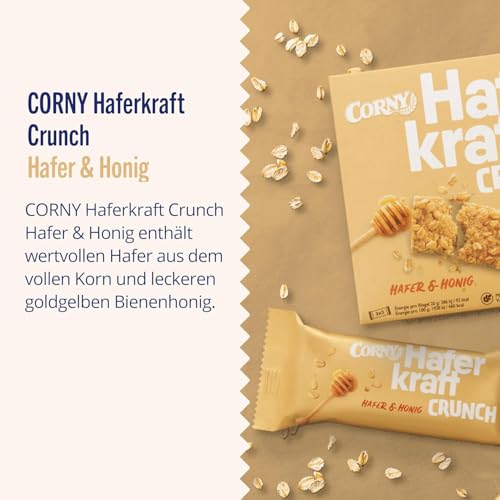 Haferriegel Corny Haferkraft Crunch | knackig mit wertvollem Hafer & Honig | Großpackung 27x40g