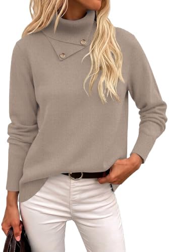 LOMON Sweaters for Women 2026 Fall Winter Turtleneck Sweater Camel S