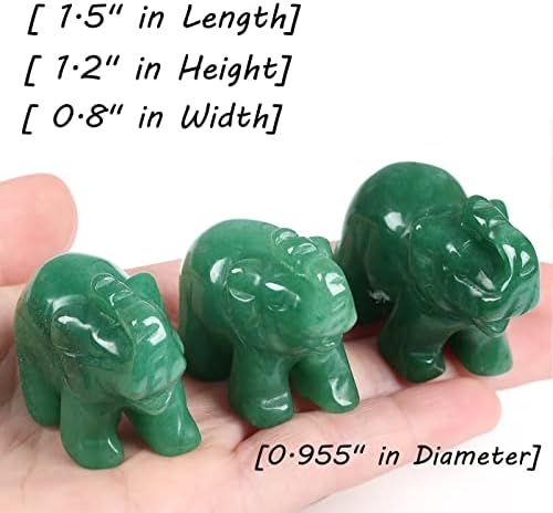 XIANNVXI Green Aventurine Crystal Elephant Ornament Crystals Elephant Figurine Reiki Natural Carved Gemstone 1.5" Cute Lucky Elephant Green Decor