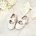 PHIRAMIN Toddler Flower Girl Ivory White Dress Shoes Size 7-Girl Ballet Flats Wedding Party
