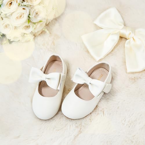 Image of PHIRAMIN Toddler Flower Girl Dress Shoes - Little Girl Mary Janes Flats Wedding