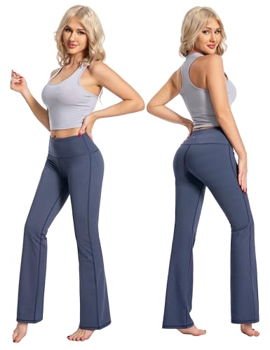 Image of BUBBLELIME 29 inch /31 inch /33 inch /35 inch /37 inch 3 Styles Women's High Waist Bootcut Yoga Pants Basic /Side Pockets Tummy Control Workout Flared