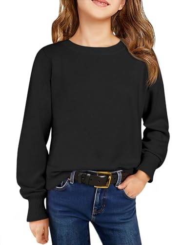 Haloumoing Girls Long Sleeve Sweaters Kids Casual Crew Neck Knit Cute Fall Pullover Tops 5-14 Years